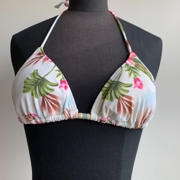 Billabong surf BLUE CRUSH Vintage bikini floral beaded triangle low rise RARE - Picture 3 of 8